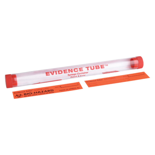 Sharps Biohazard Evidence Tube Syringe Container - 1.9 x 20.3 cm - workplace safety