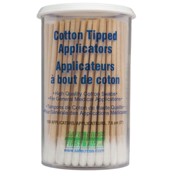 Cotton Tipped Applicators - Single-End - 7.6 cm (100 Clear Plastic Vial) - First Aid Canada