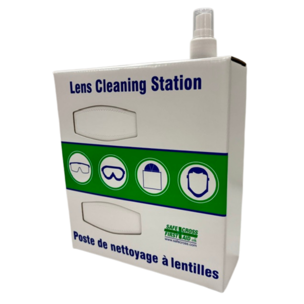 Lens Cleaning Station w/1×500 mL Cleaner & 2×300 Tissues - Corrugate